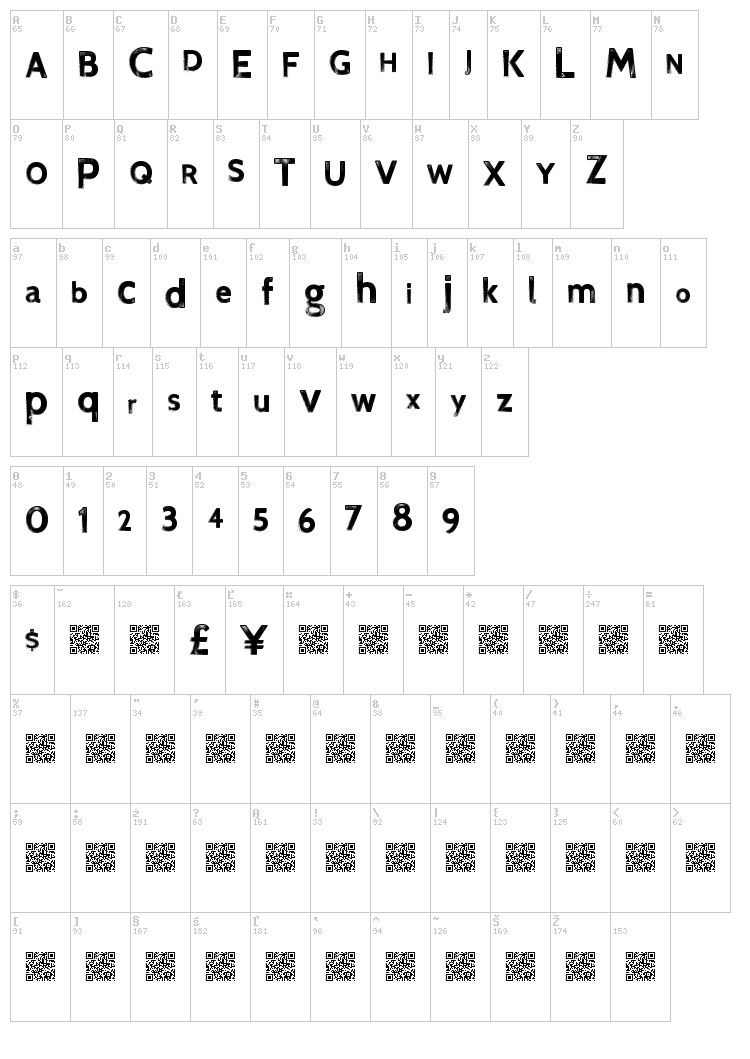 Final Relief font map