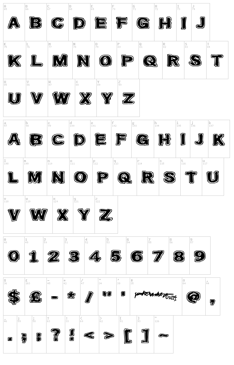Firebug font map