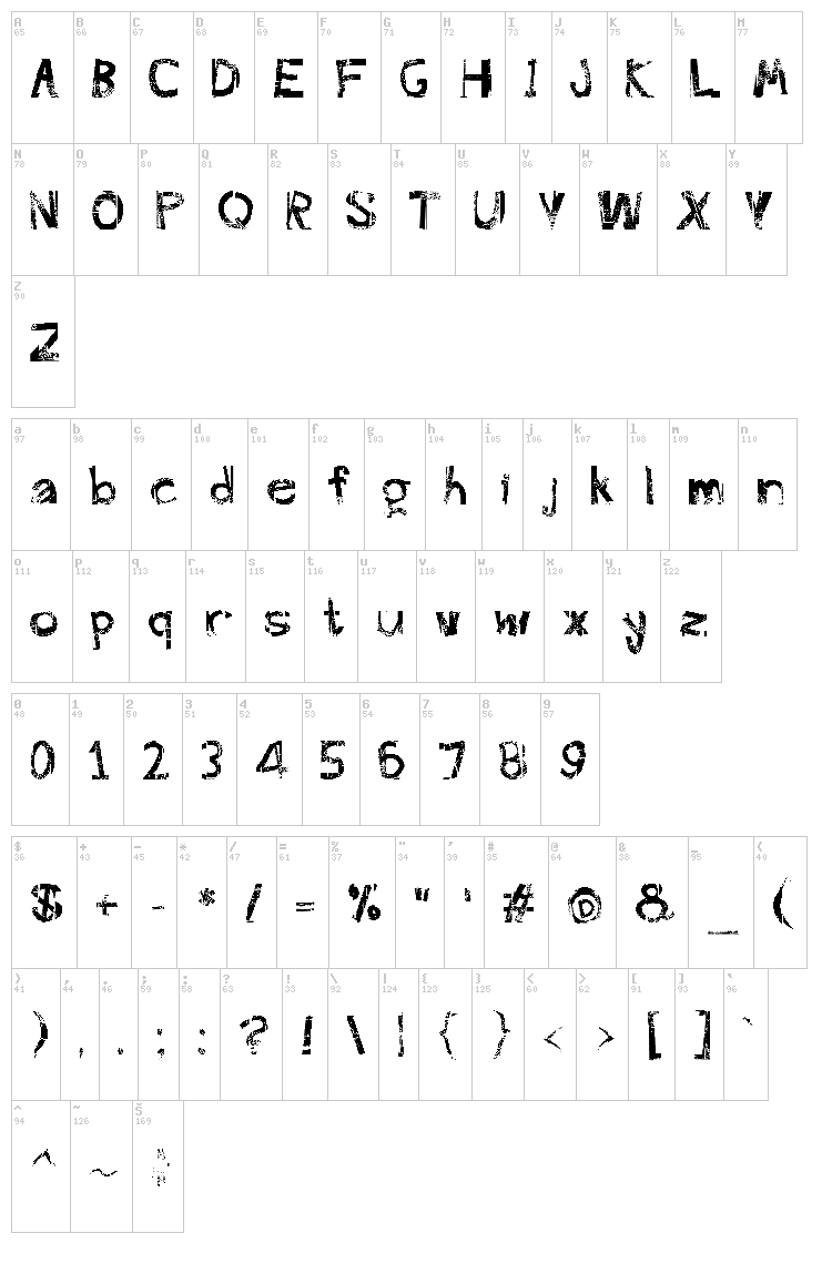 FreekTure font map