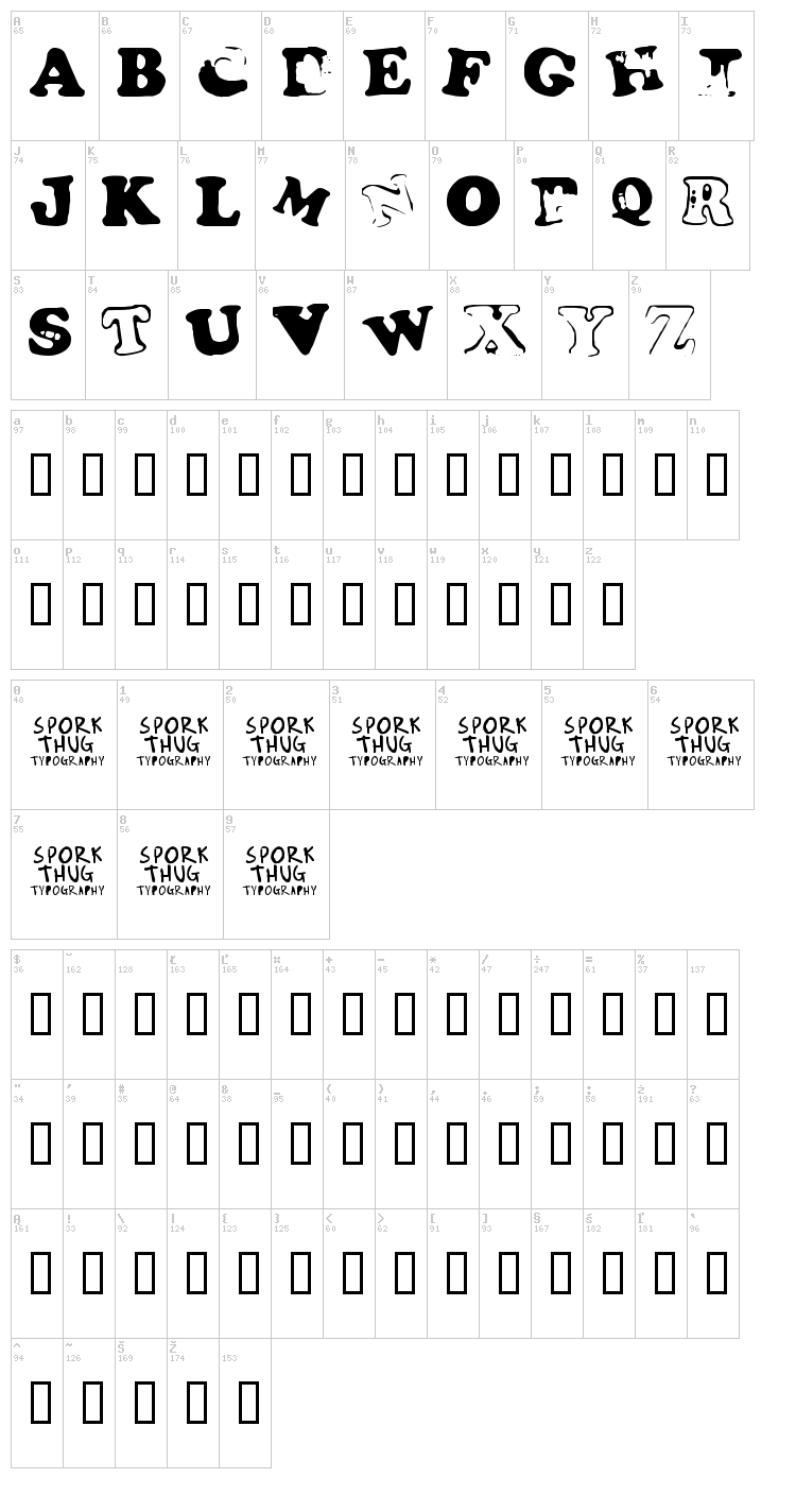 Fridge Magnets font map