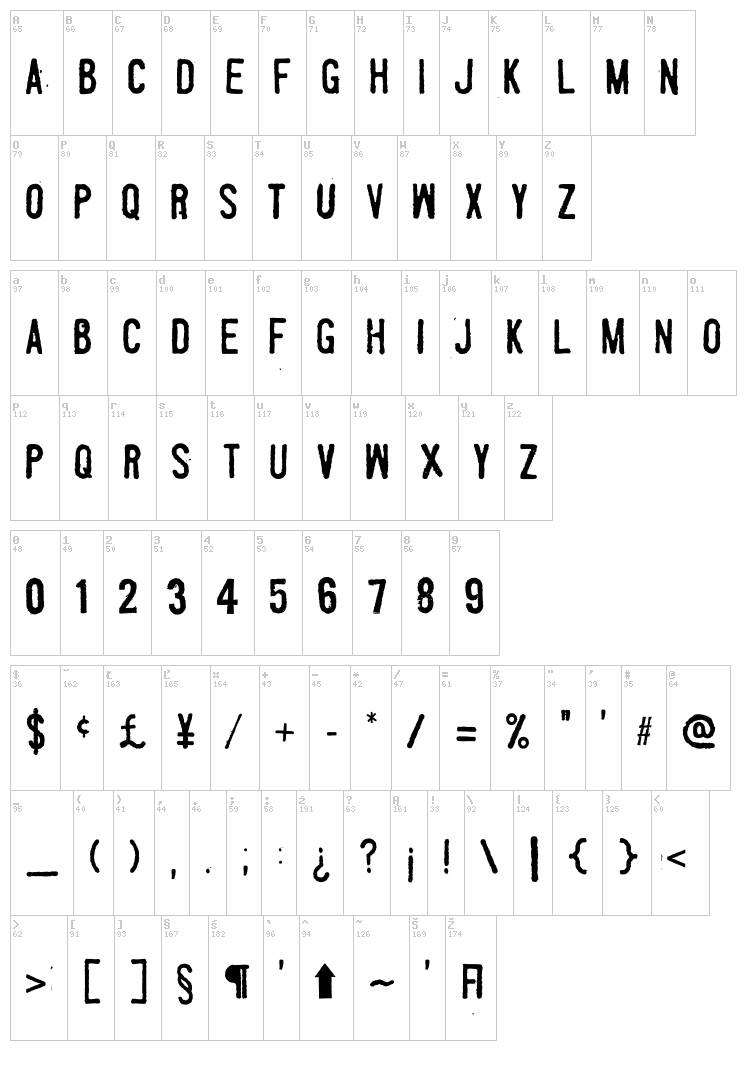Fueled by Schlitz font map