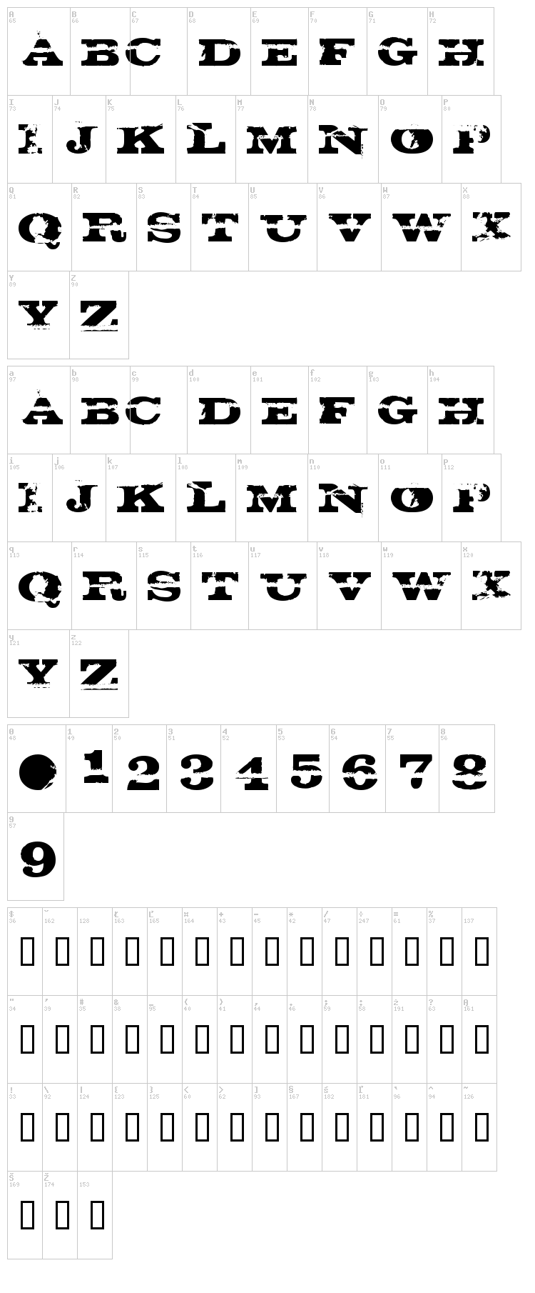 Gatecrasher font map