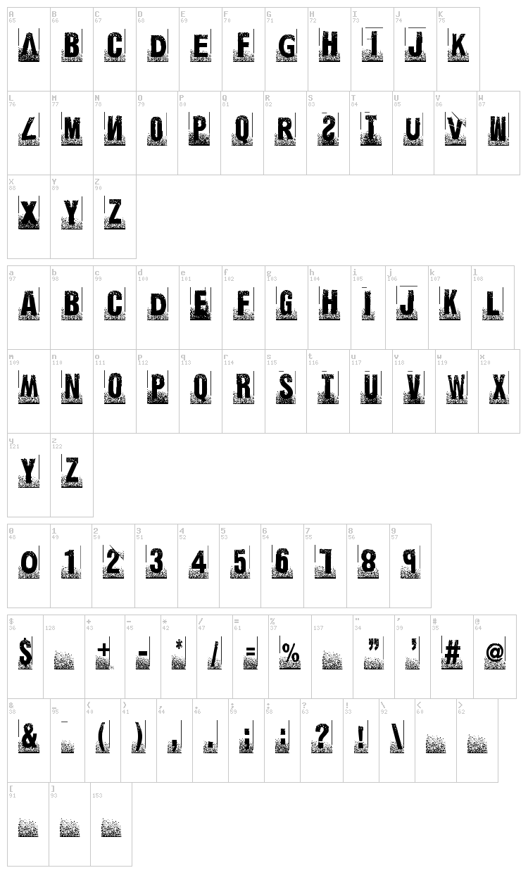 Ghetto Marquee font map