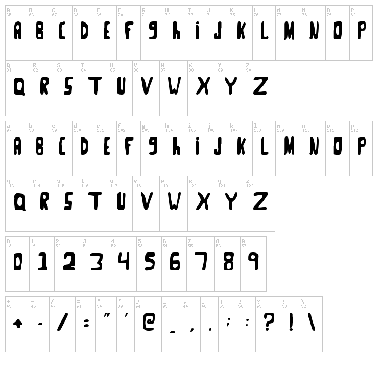 Goose Neck font map