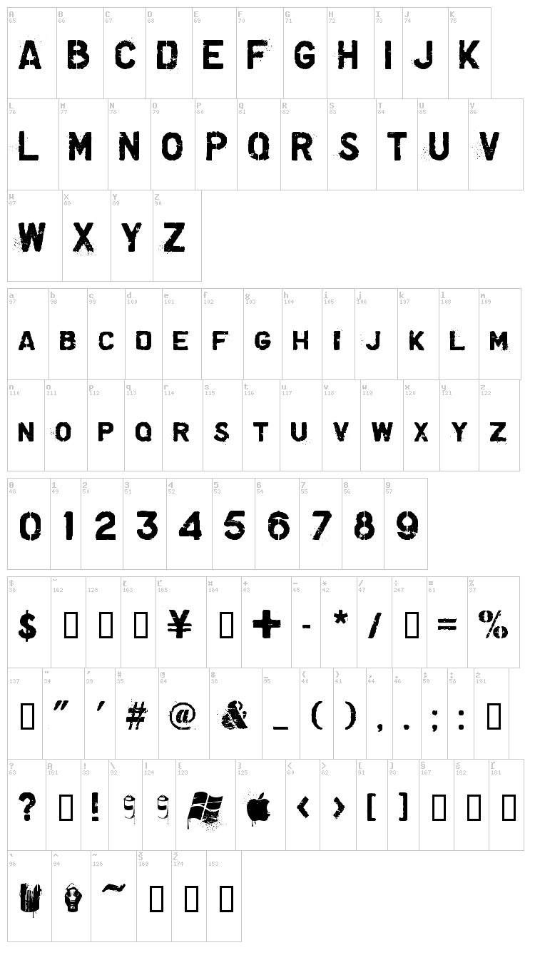 Graffiare font map