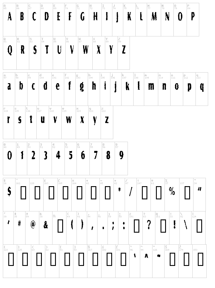 Graveyard Shift font map