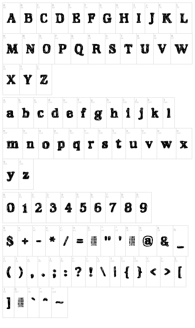 Hangover font map