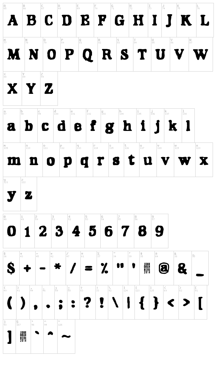 Hangover font map