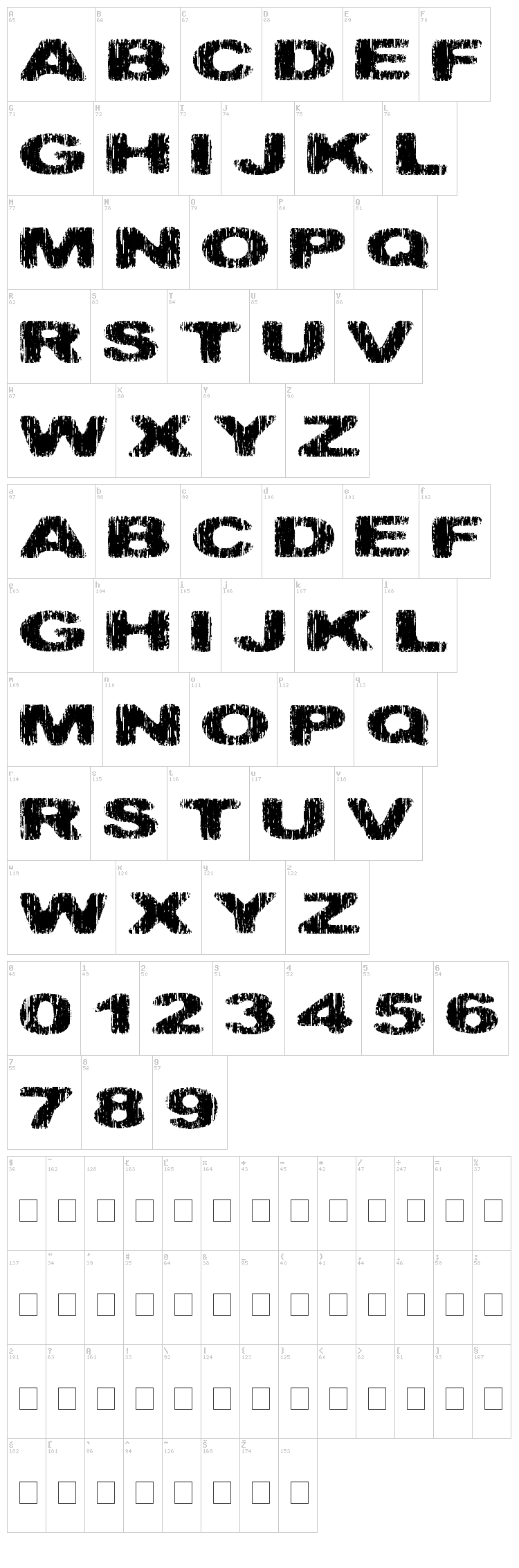 Hatchet Man font map