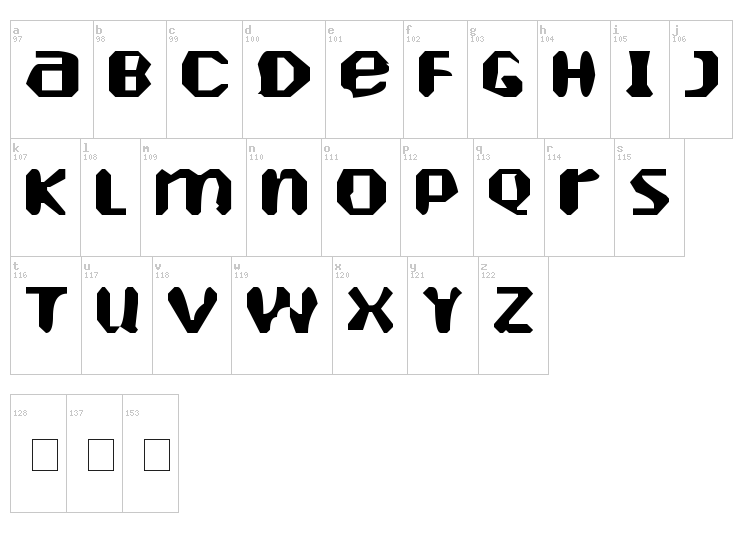 Heartely Fontely font map