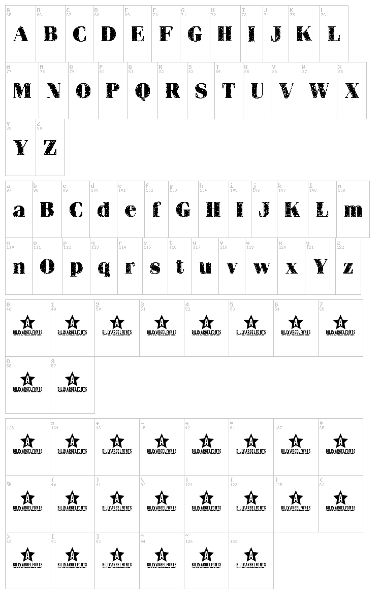 Heartquake font map