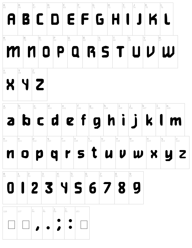 Heavy Weight Gamer font map
