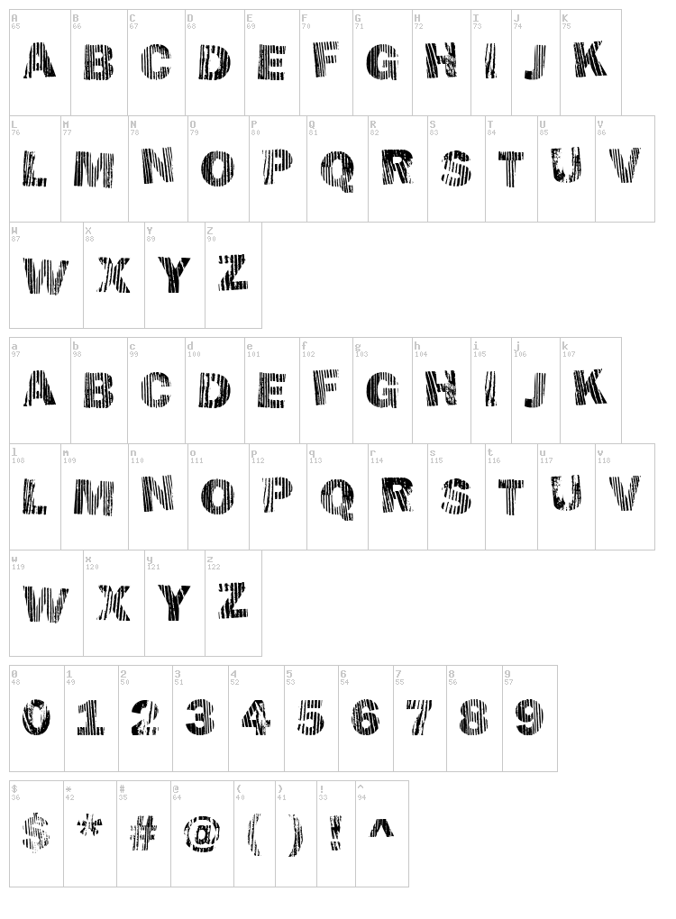 Hellawood font map