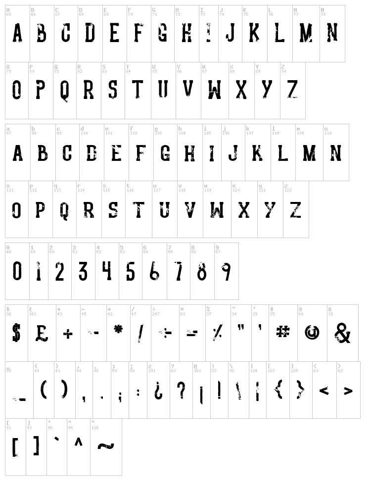Hello Arson font map