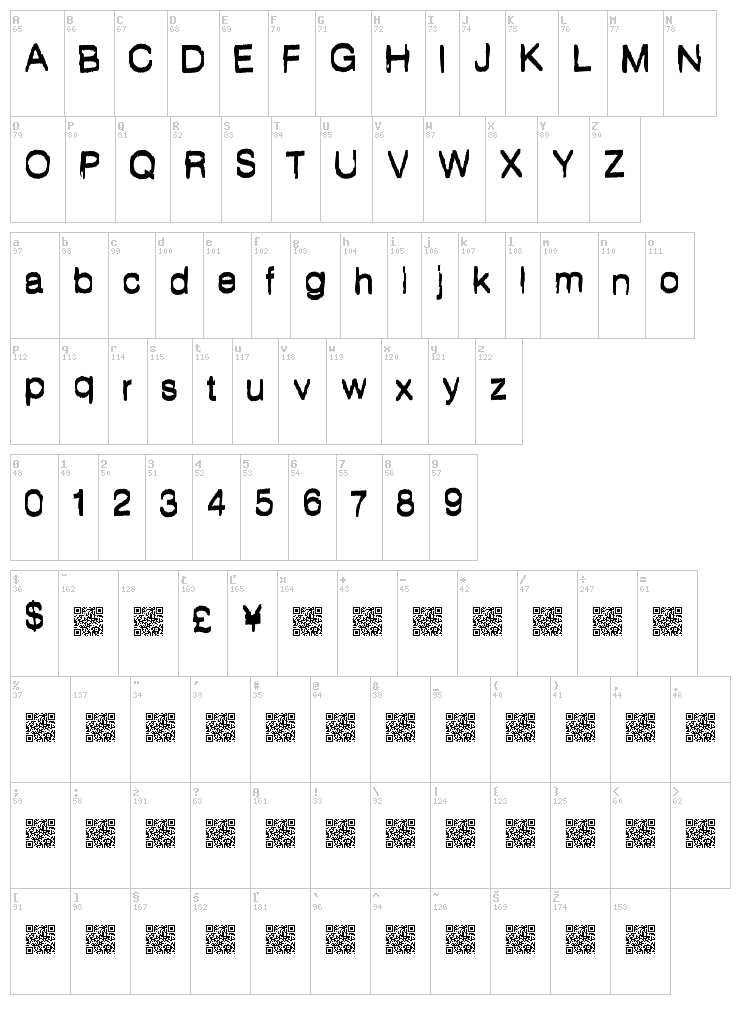 Helping Stranger font map