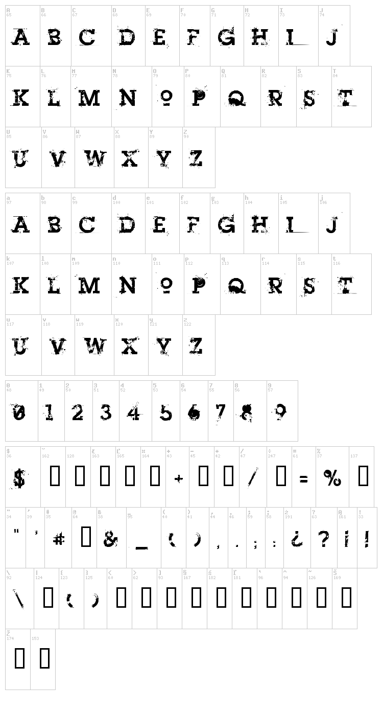 Heroin 07 font map