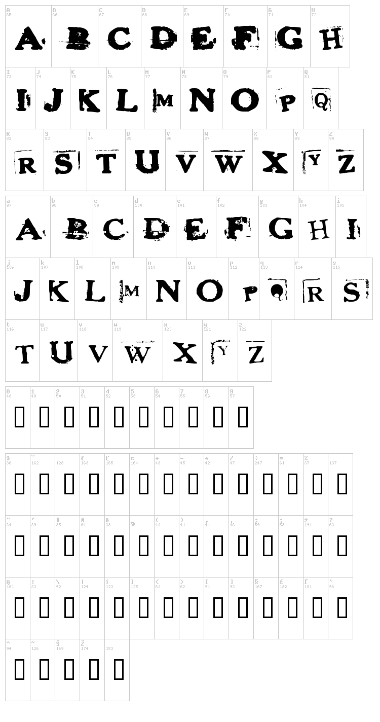 Heroin Sheik font map