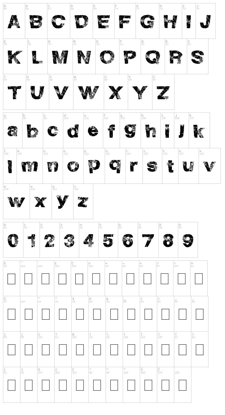High Flight font map