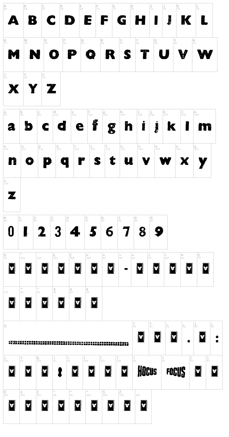 Hocus Focus font map