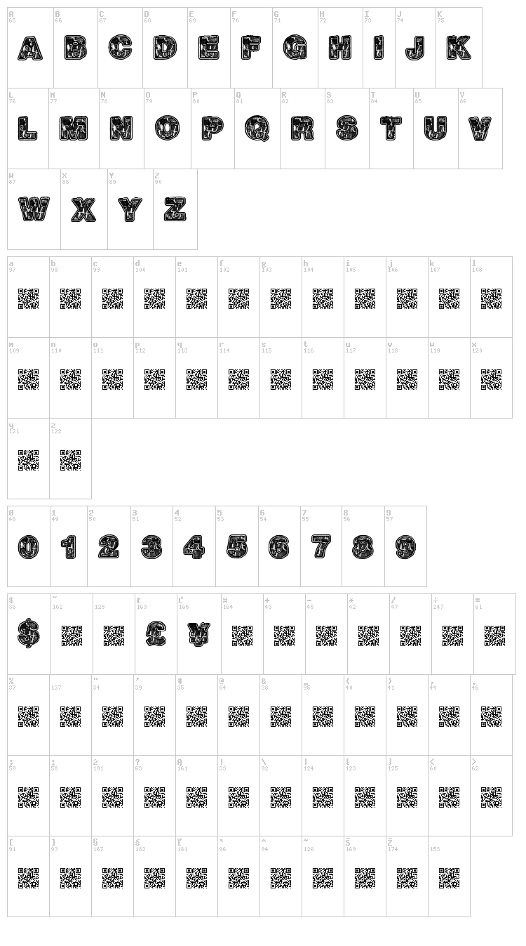 Hotrocks font map