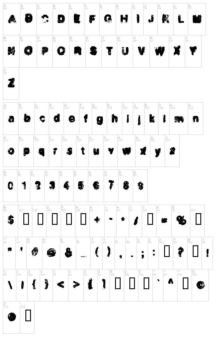 Incinerator font map