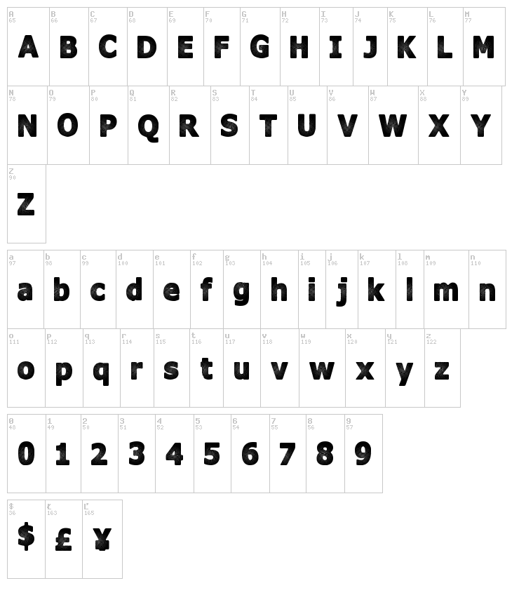 Inter Fade font map