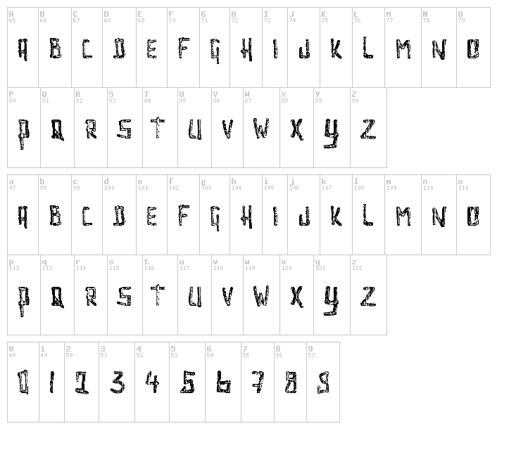 Interstellar Erosion font map