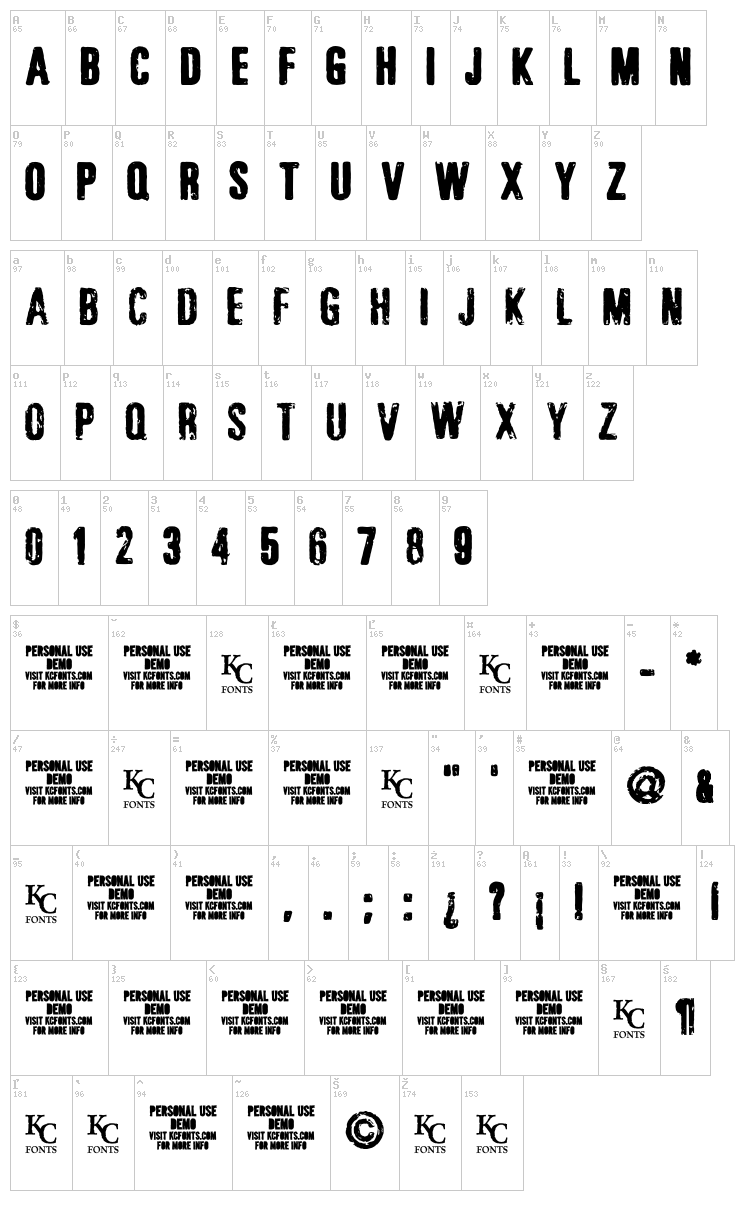 Jonze & Jonzing font map
