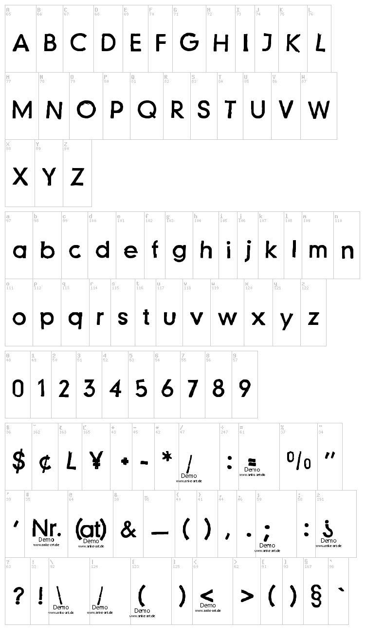 Just another stamp font map