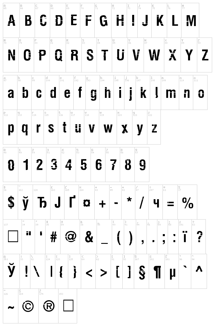 Keetano Katana font map