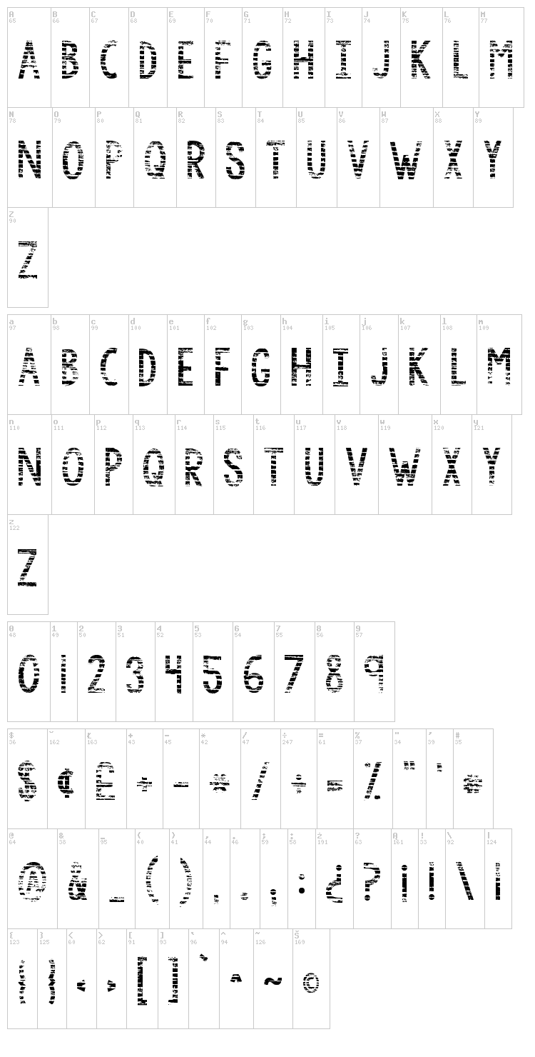 KG By the Grace of God font map