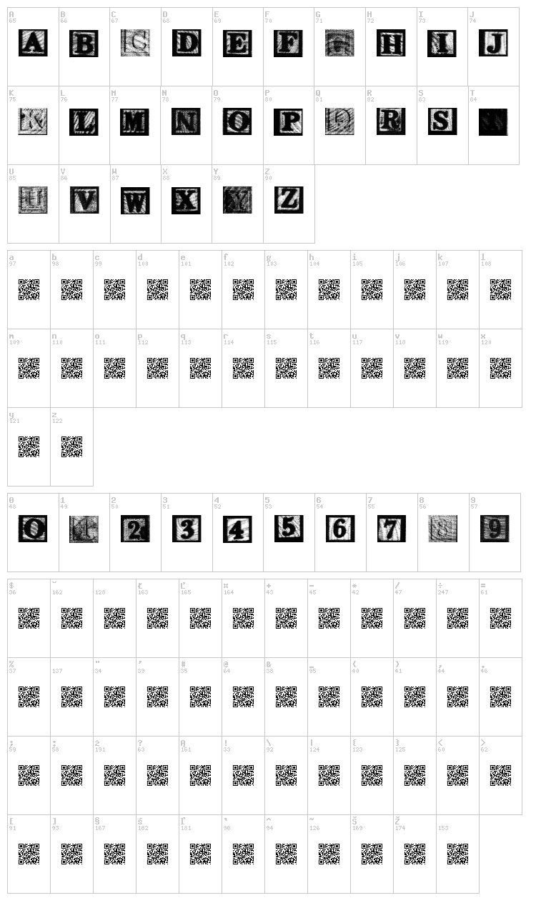 Kids Blocks font map