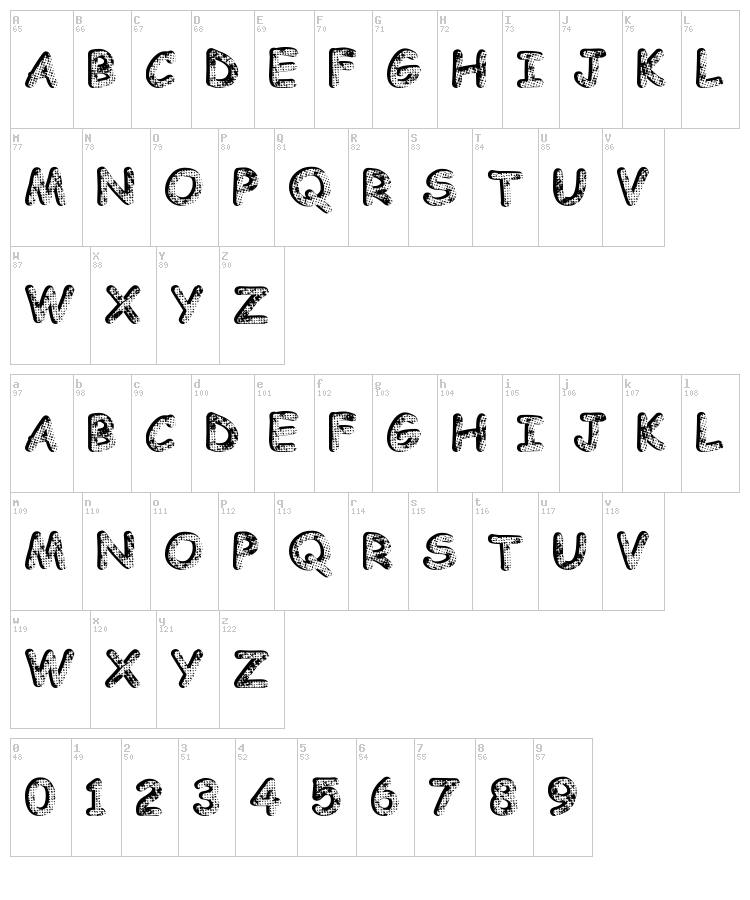 Knity font map