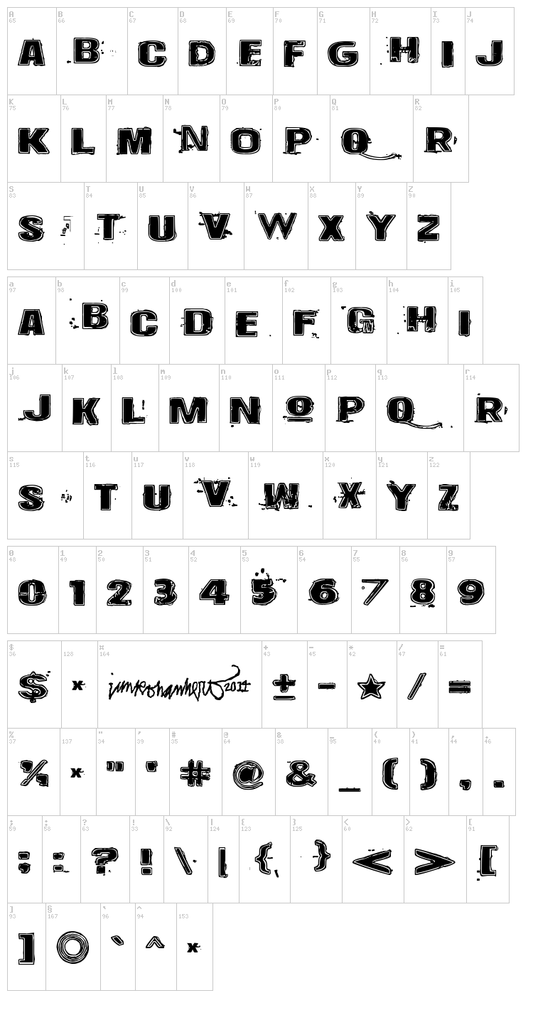 Krakle! font map