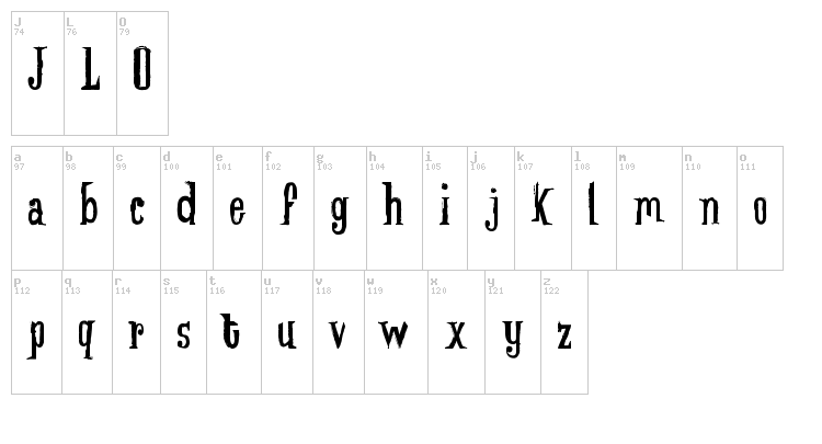 Lady Jane Old font map