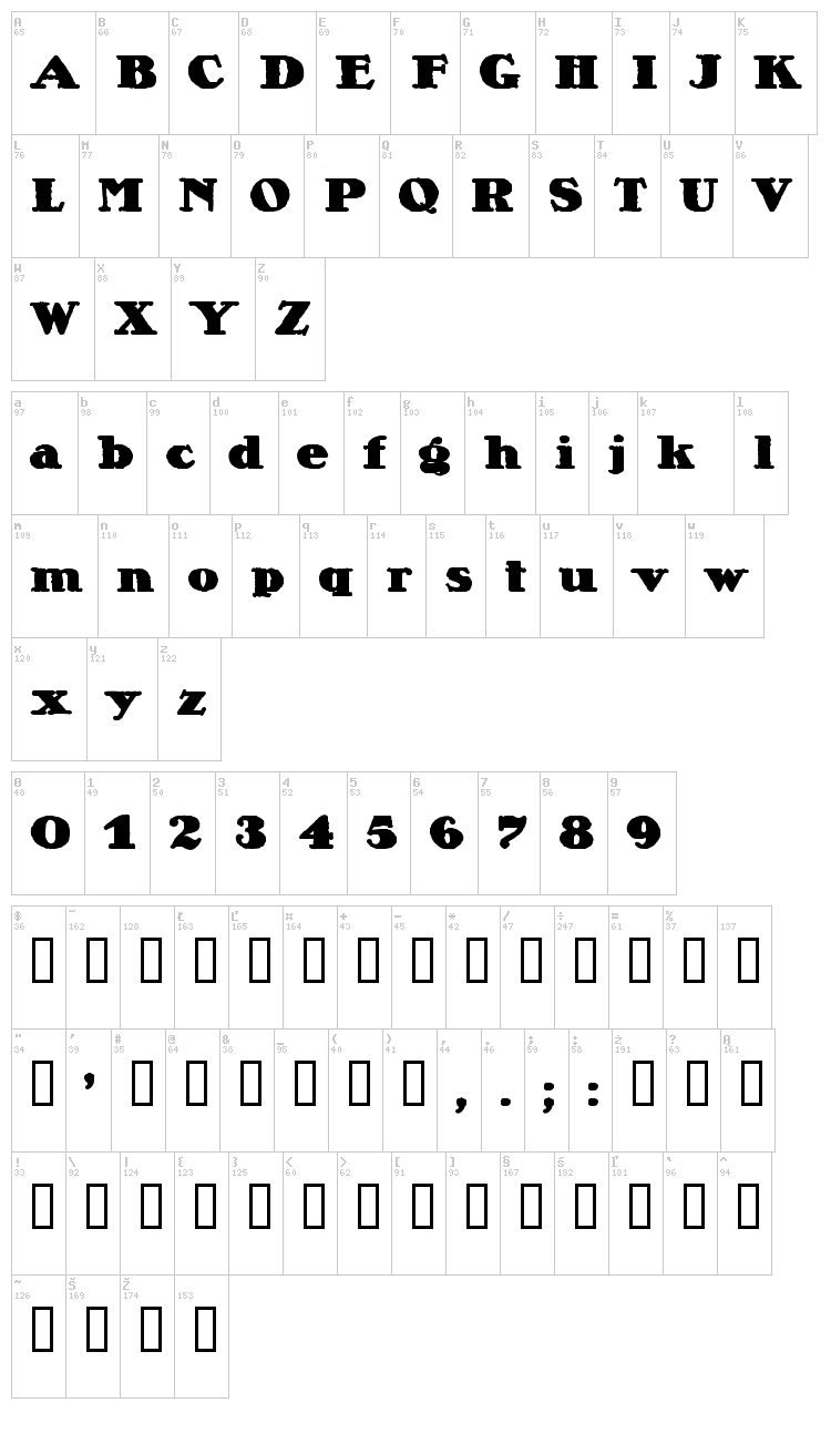 Lietz Alexander Nero font map