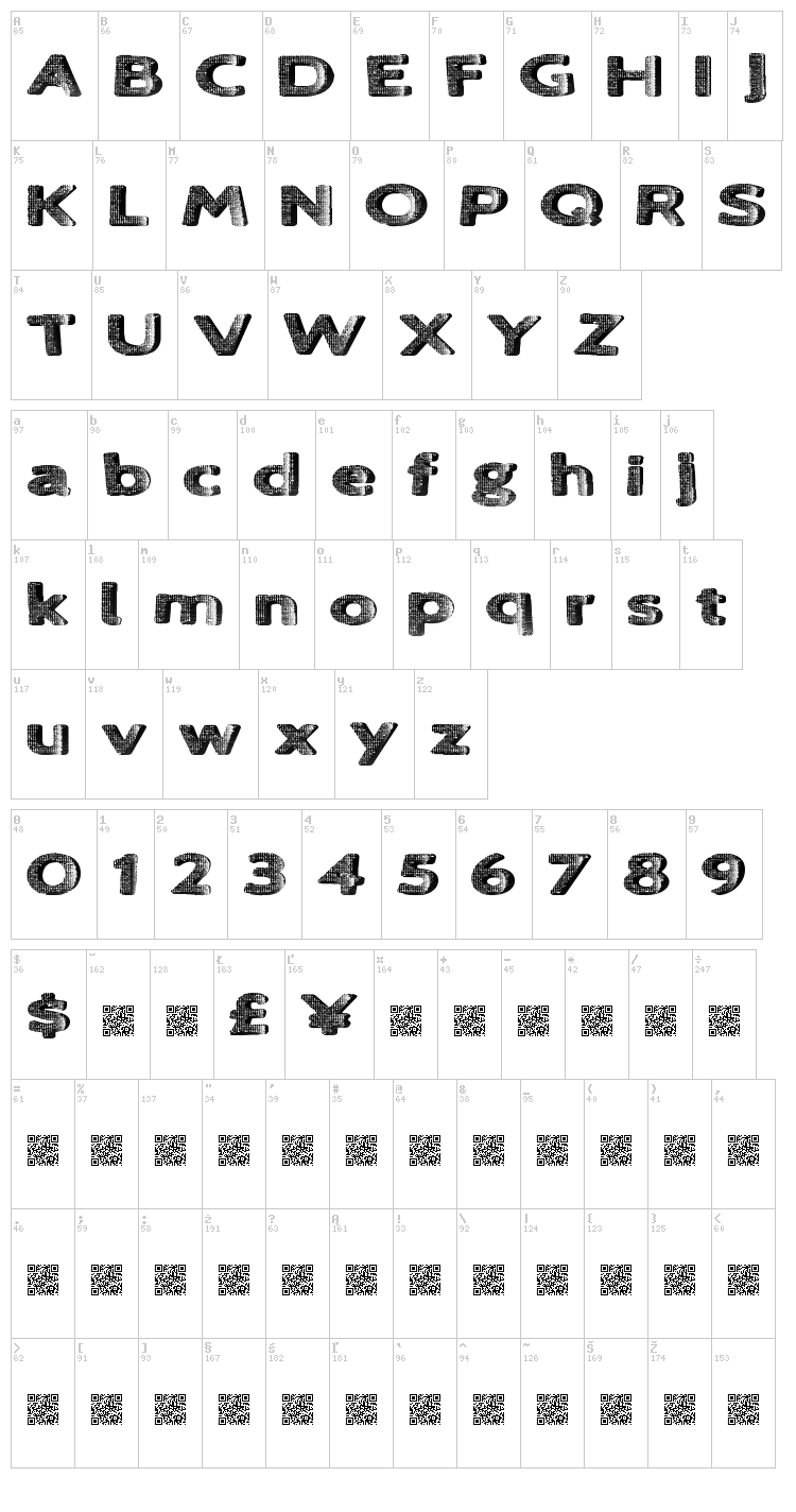 Love Joy font map