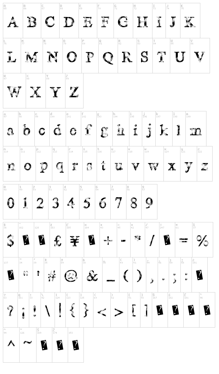 Magic Crystal font map