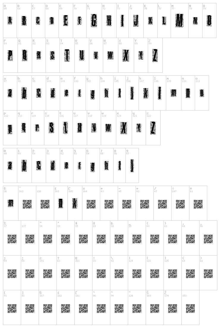 Metal Atlas font map