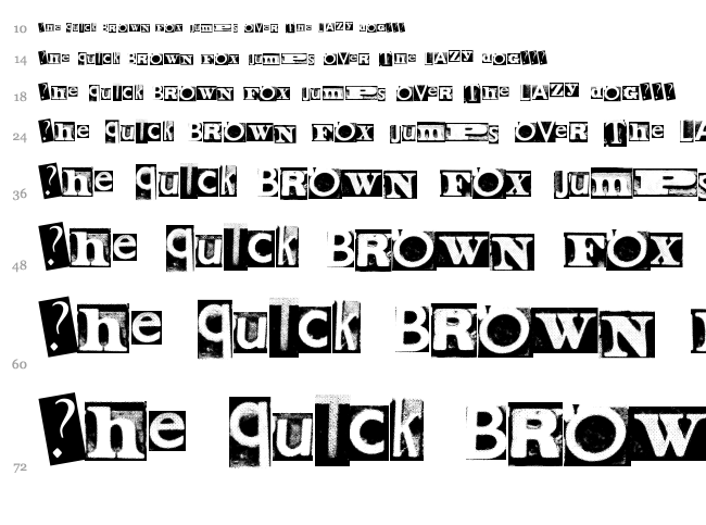 MetalBlock Zero font waterfall