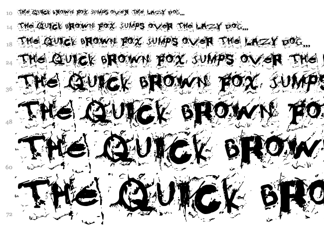 Misconstrued font waterfall