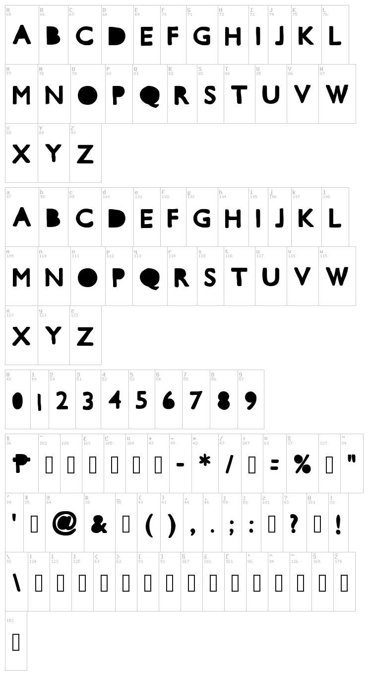 Mix Cut Outs font map