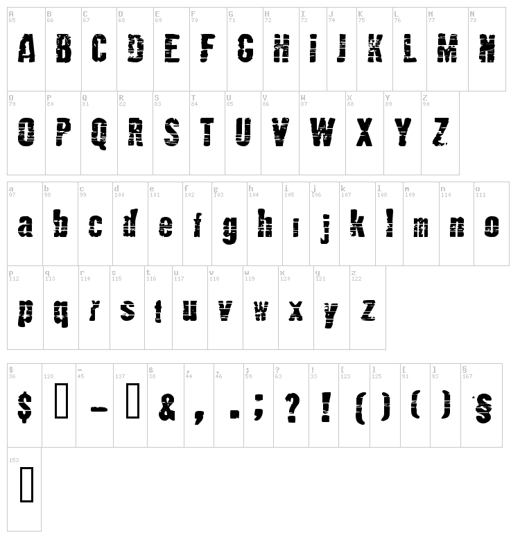 Mutante font map