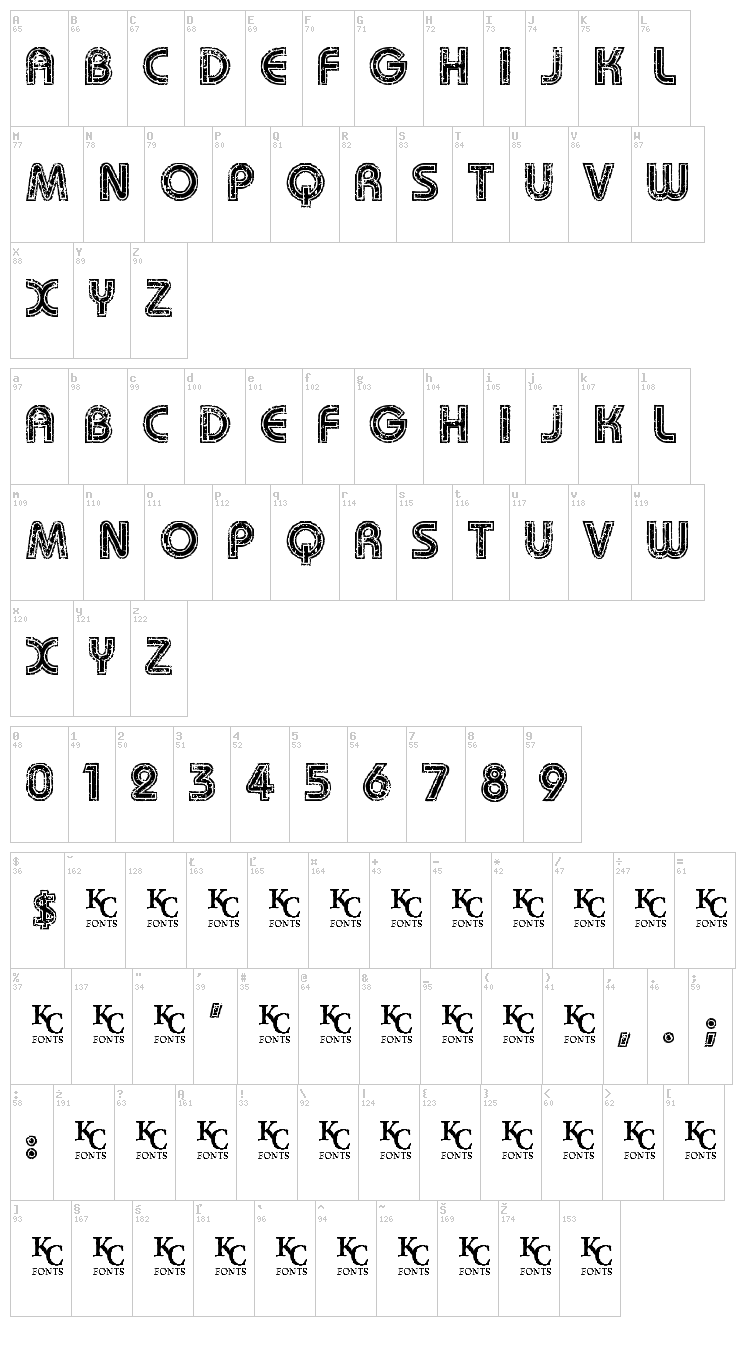 My Girl Is Retro font map