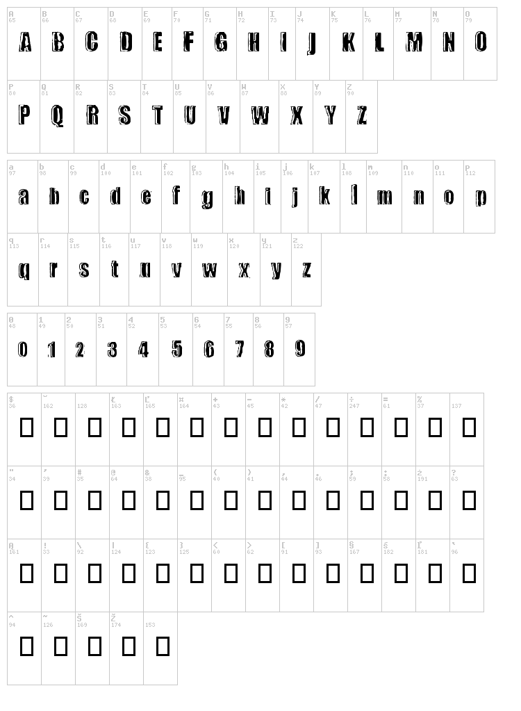 My Wife Sucks font map