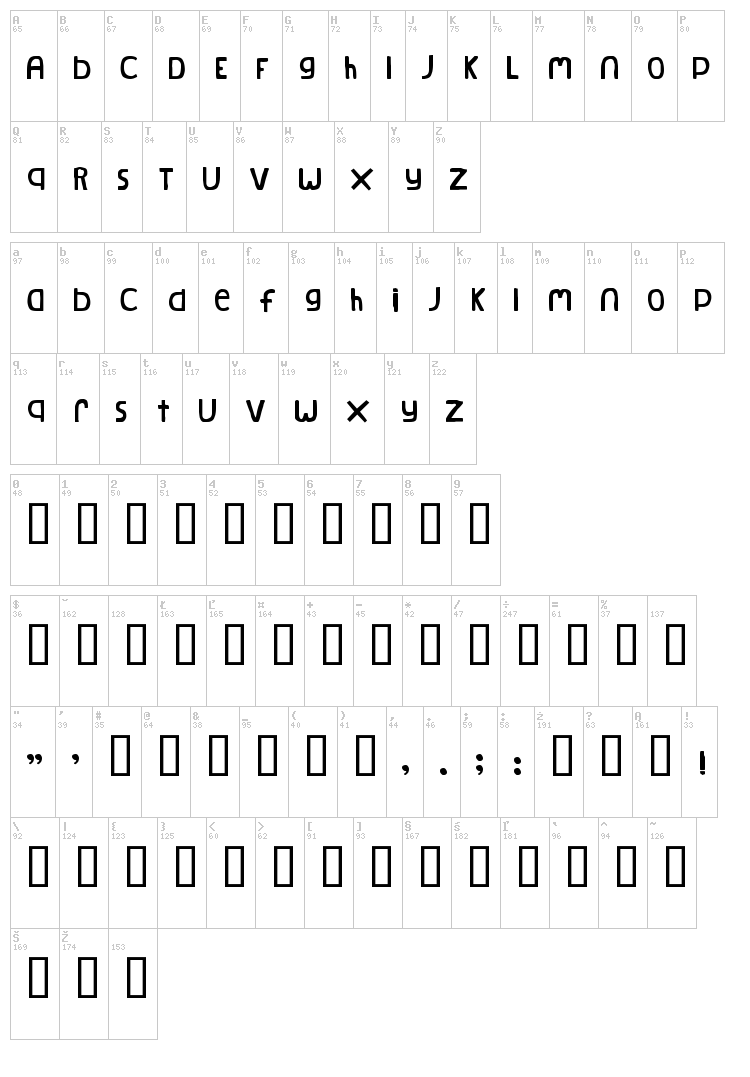 Natural Log font map