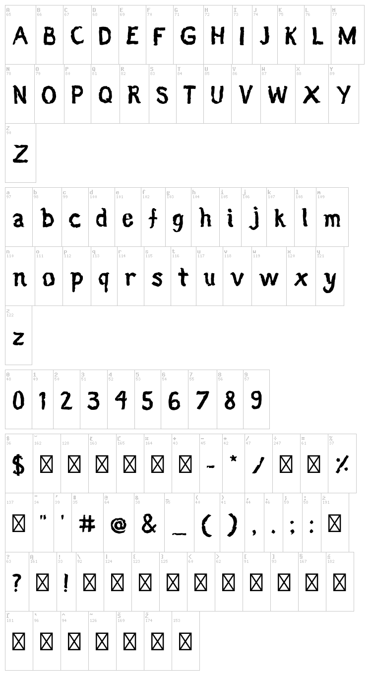Neige font map