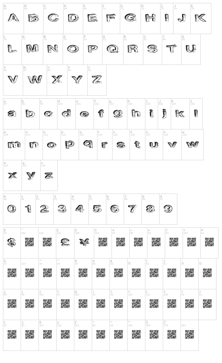Next Level font map