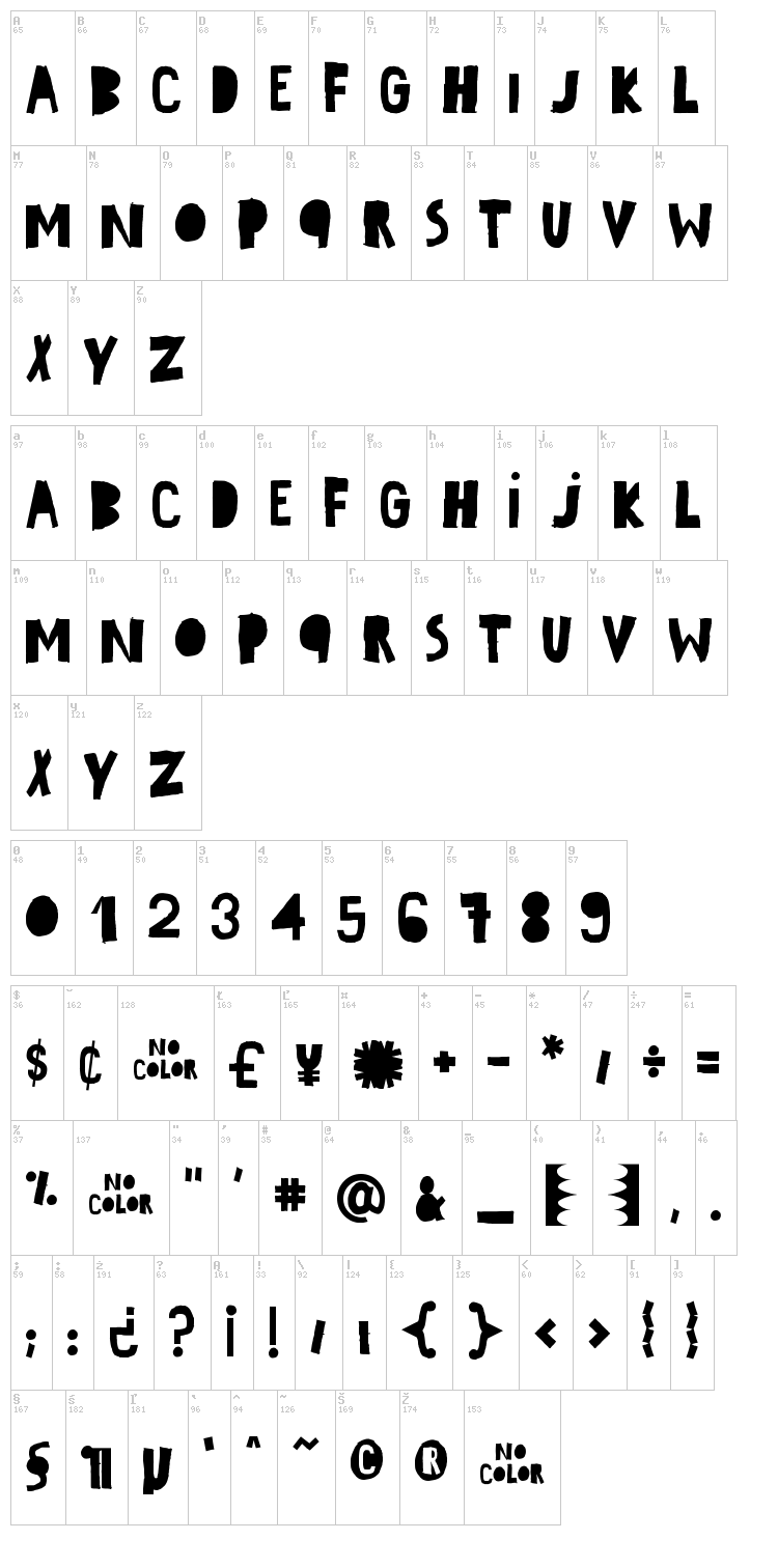 No Color font map