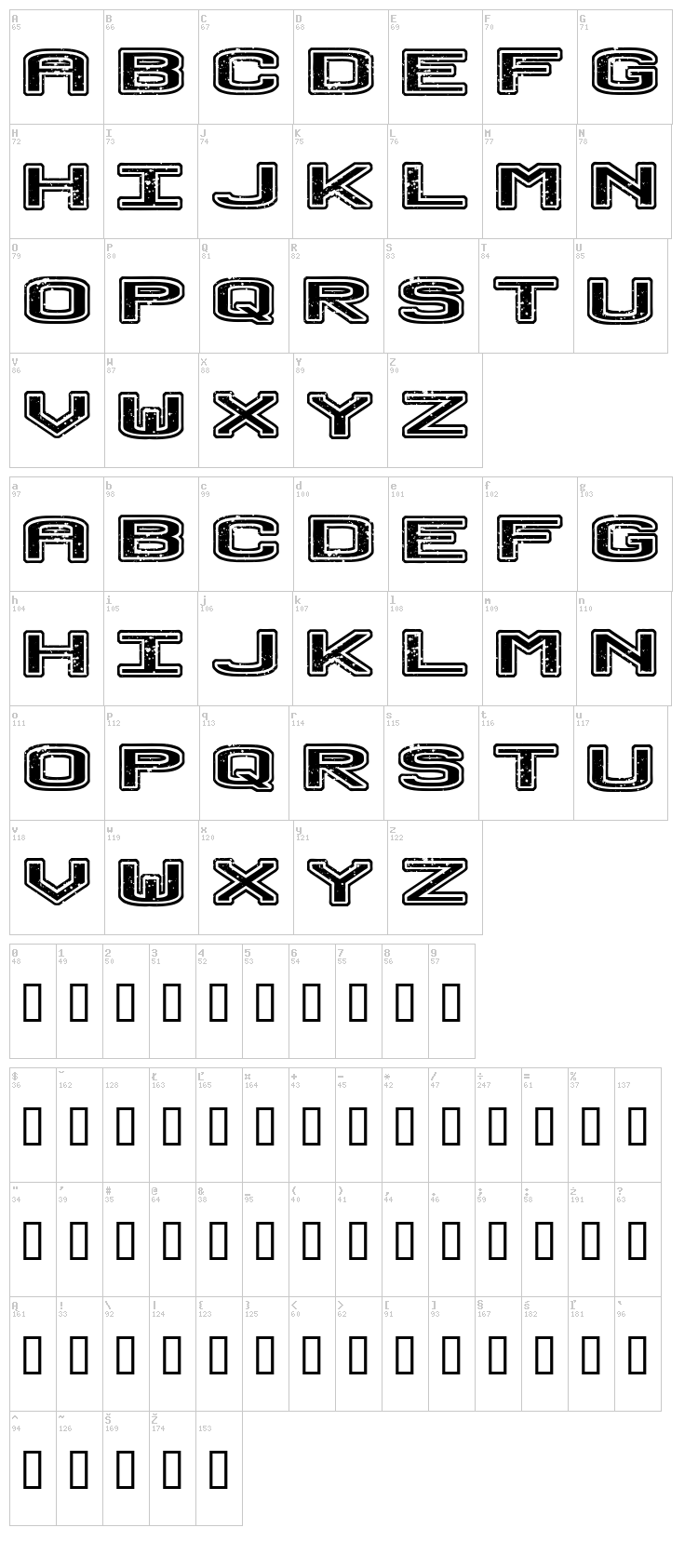 No Honor Roll font map